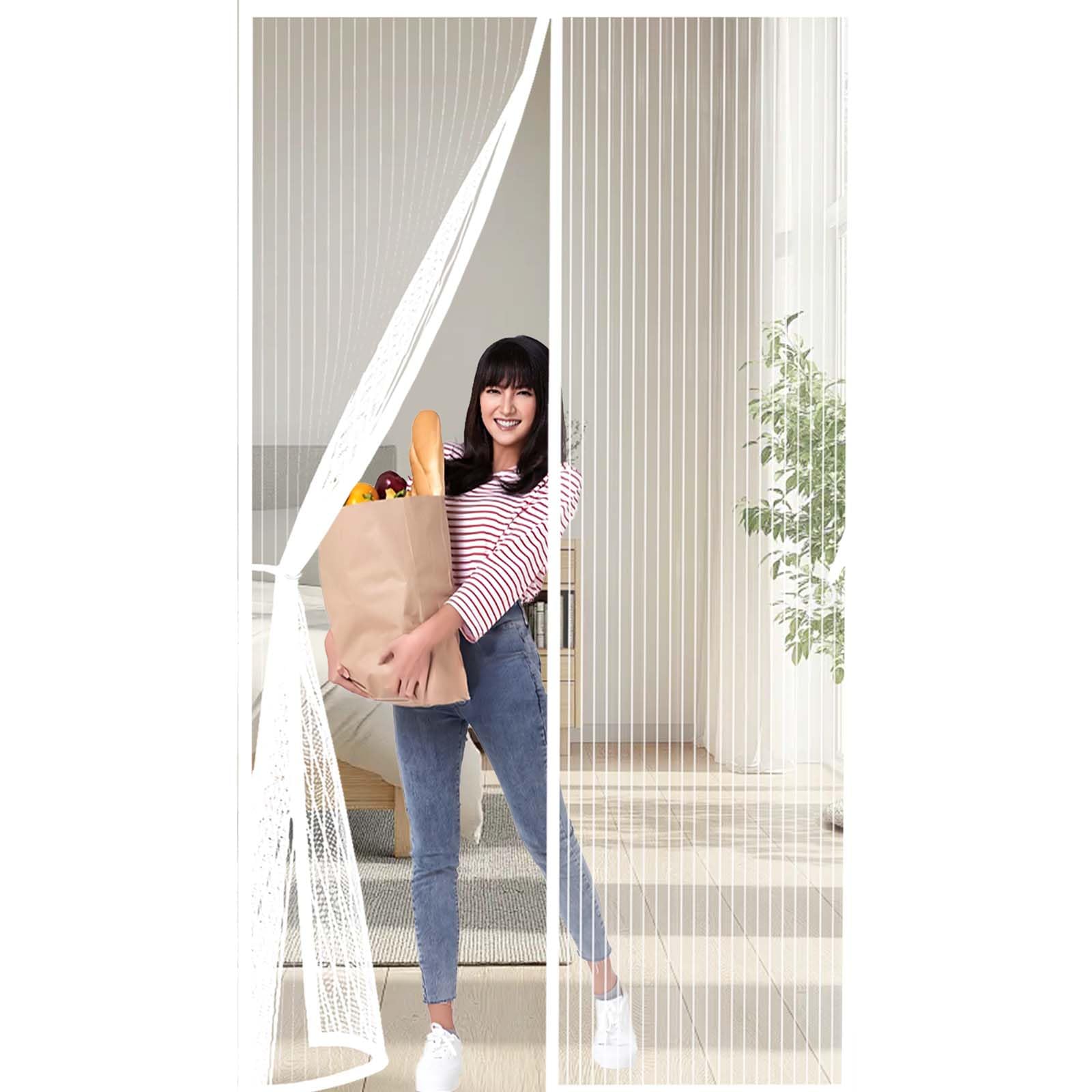 Feijdon White Fly Nets 100X210cm(Widthxhigh) Durable, Keeps Bugs Out, Kid And Pet Friendly Magnet Fly Screen Door Insect Protection Hundreds Of Sizes, Lets Fresh Air In,