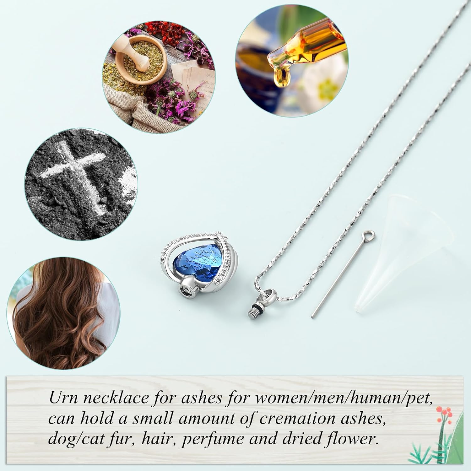Imrsanl Angel Wing Heart Urn Pendant Necklaces for Women Girls Crystal Birthstone Cremation Jewelry Urns for Human Ashes Memorial Locket Keepsake Jewelry - Image 5