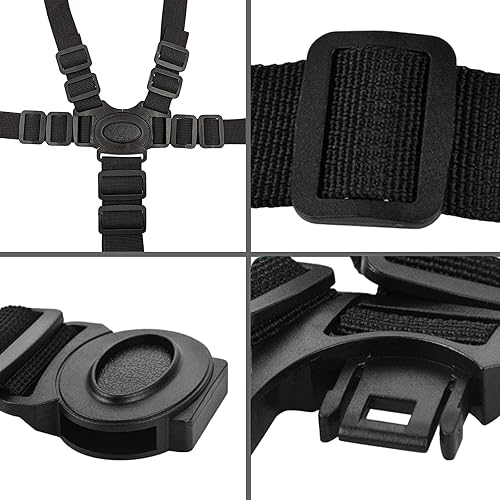 Miniatura 10 de Correa de arnés universal blanca de 5 puntos, cinturón de arnés ajustable, cinturón de seguridad para silla alta, silla de paseo, cochecito,