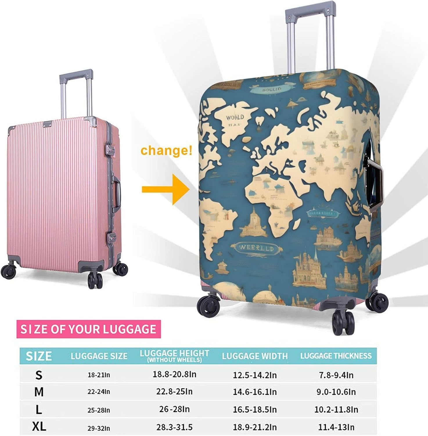 World Map  Unisex Luggage Cover