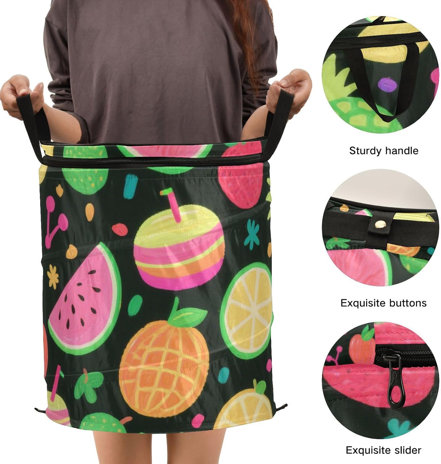 Neon Colored Summer Fruit Party laundry basket foldable and waterproof dirty clothes hamper with sturdy handle bins accessories totes for towel tool kitchen cesta para ropa