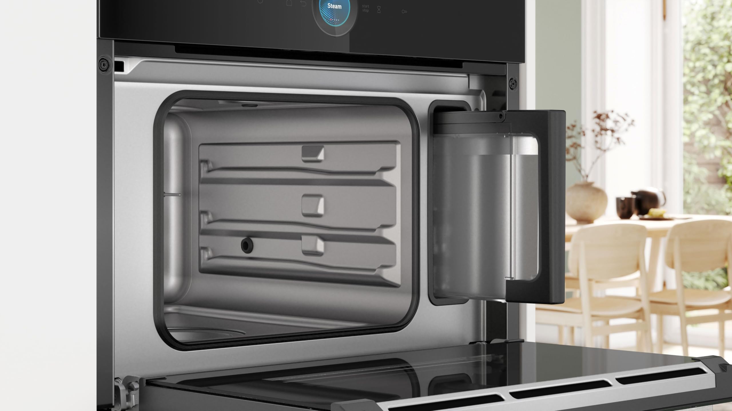 Bosch CDG714XB1,Serie 8 Einbau-Dampfgarer, 60 x 45 cm, 1,3 L Wassertank, Schwarz, Dampfgaren, Regenerieren mit Dampf, Farb-Display, Bosch Assist Automatikprogramme für beste Ergebnisse