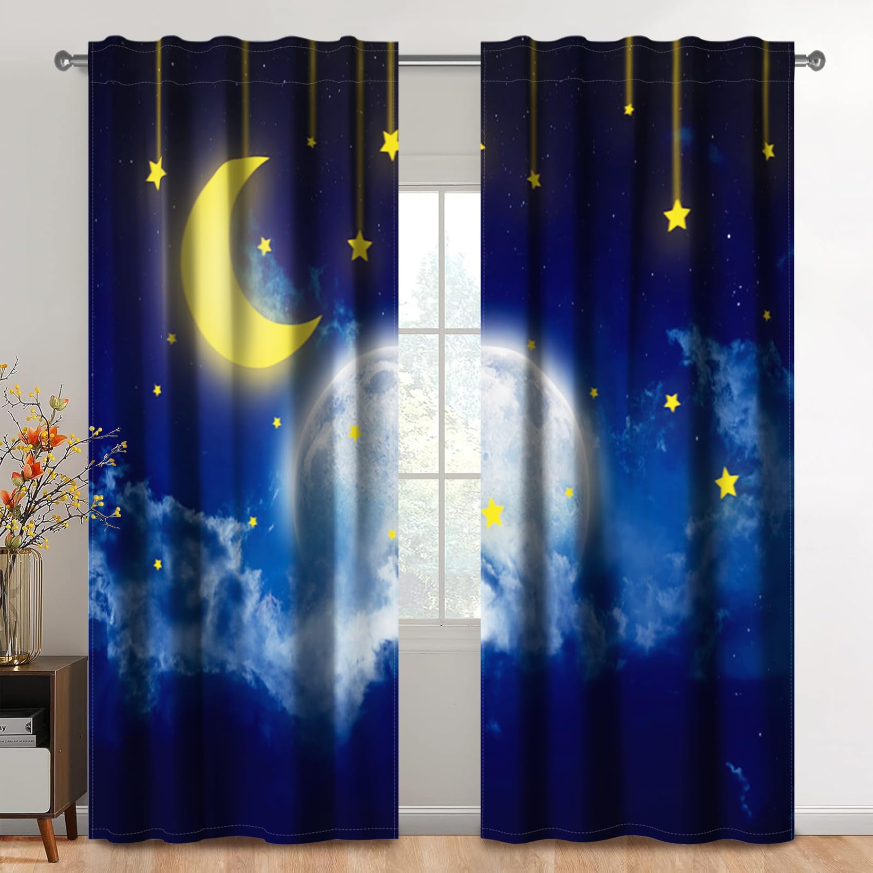 Kzzfqxb 117x138cm Rod Pocket Curtains 2 Panels - Image 2