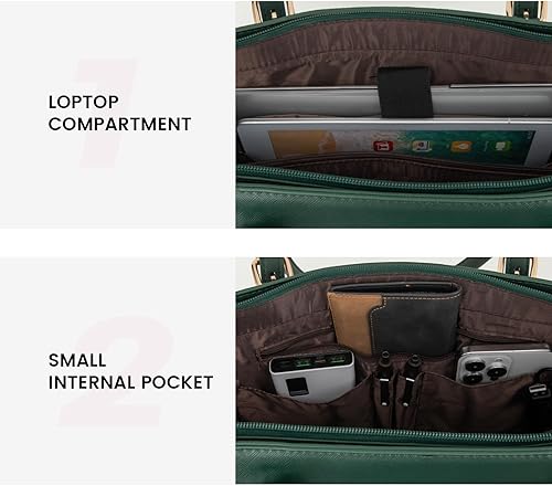 Miniatura 8 de LOVEVOOK Bolsa para laptop para mujer, bolsa de mano de gran capacidad, juego de bolso de hombro de cuero, maletín de trabajo profesional para