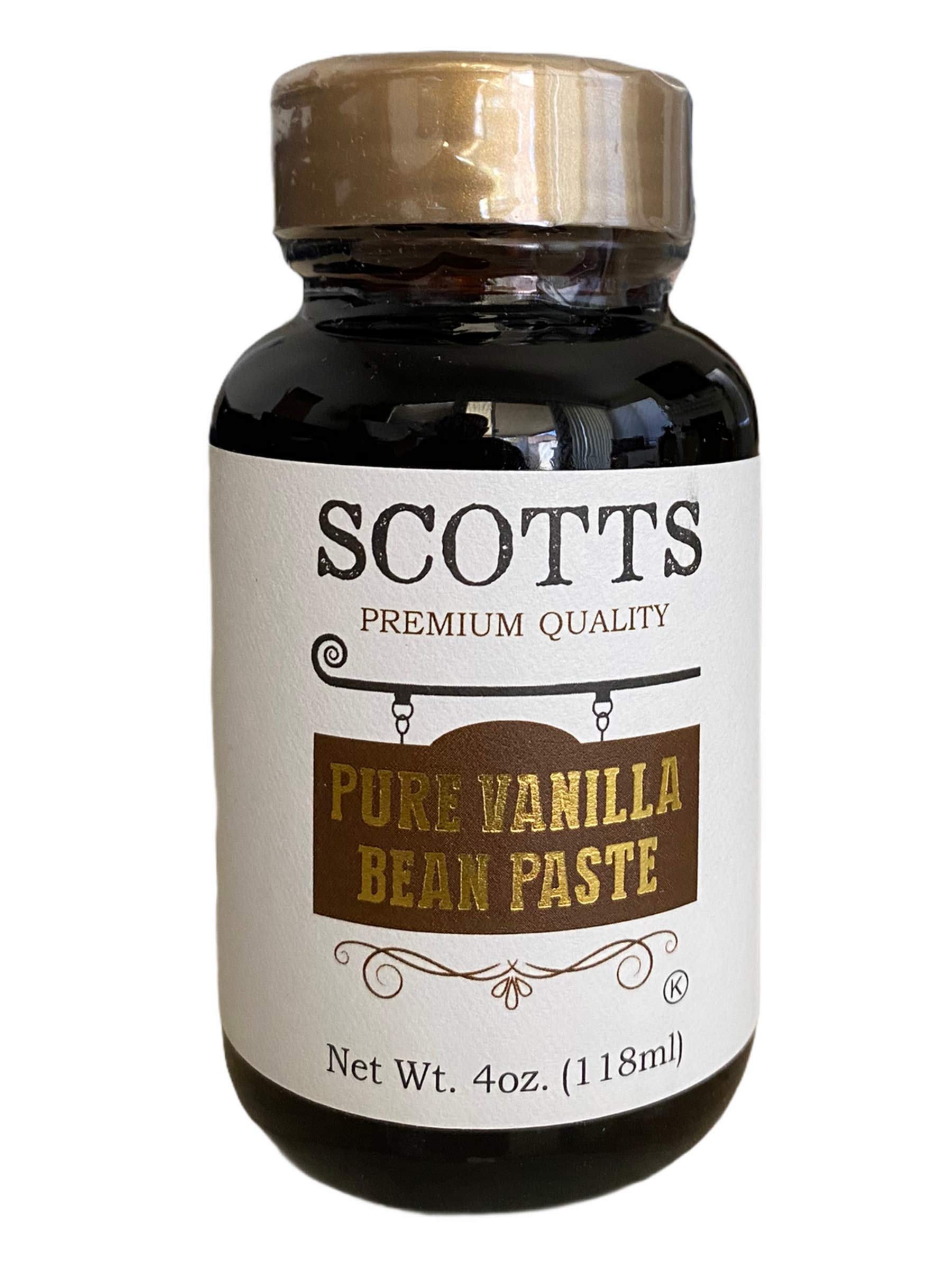 Scotts Flavoring Pure Vanilla Bean Paste - Gourmet Madagascar For Baking, Cooking, Brewing & Homemade Extract, 4oz