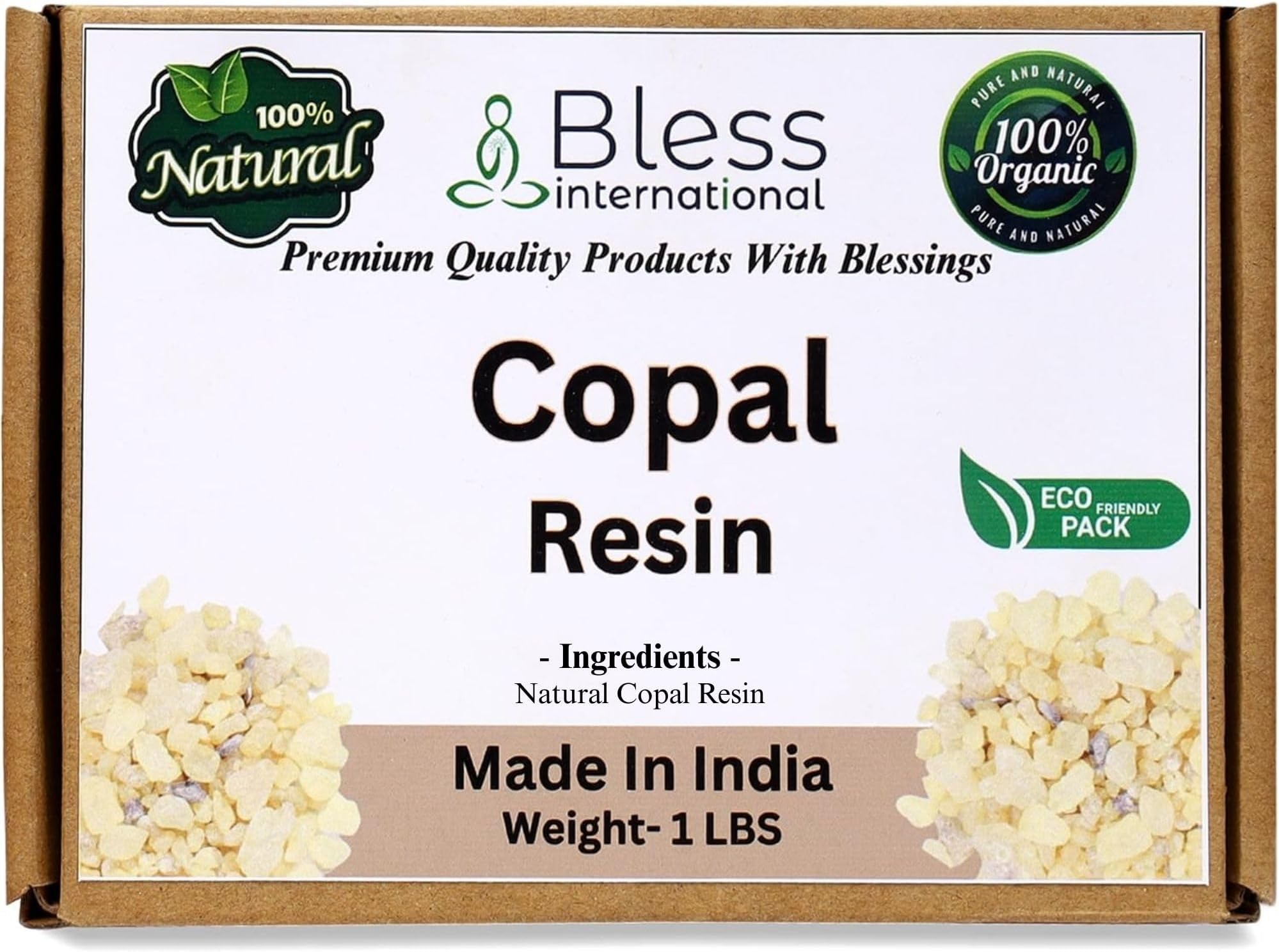 Bless International Premium Grade A Indian White Copal Resin Dammar 100% Pure Natural Organic Blanco Tree Sap Gum Incense Sacred Aroma for Meditation Cleansing Wellness 1Lb-453.6-Grams-16-Ounces