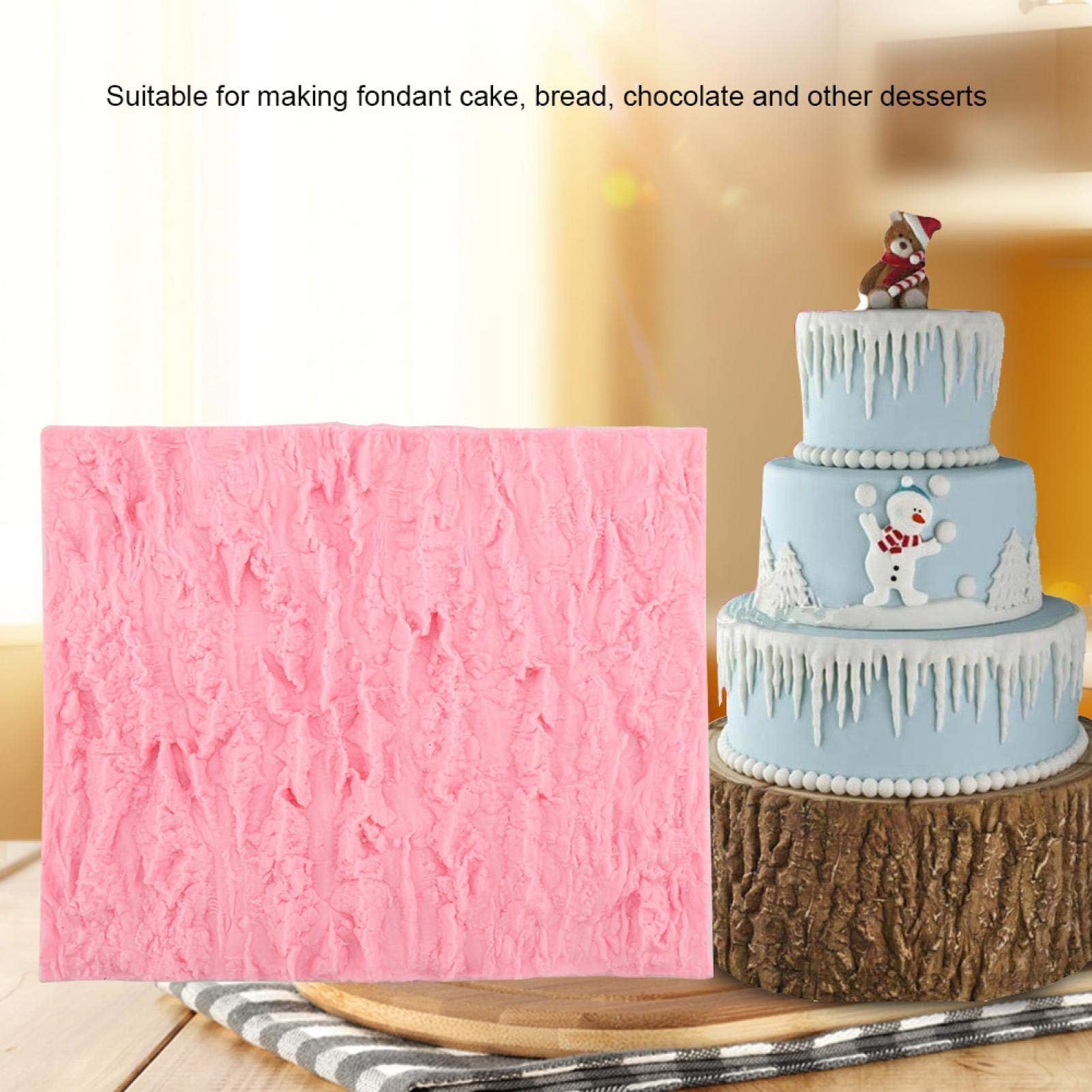 Cyrank Tree Bark Cake Fondant Mold, Cake Lace Baking Mold, Non Stick Fondant Impression Mat, Silicone Cake Decorating Mold - Image 3