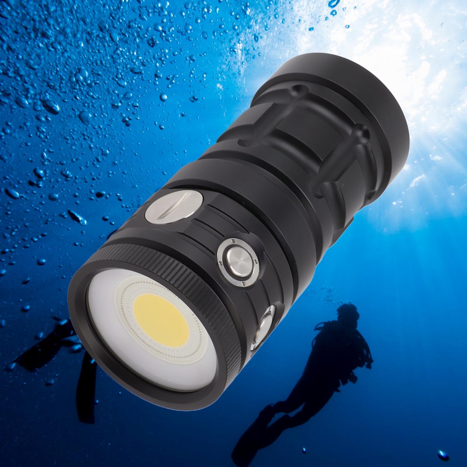 Lampe de Plongée Sous-marine, 18 000 Lumens, étanche à 100 M, avec 3 Modes, Lampe de Poche Sous-marine Rechargeable, Lumière Sous-marine pour Plongée de Nuit, Sports Nautiques