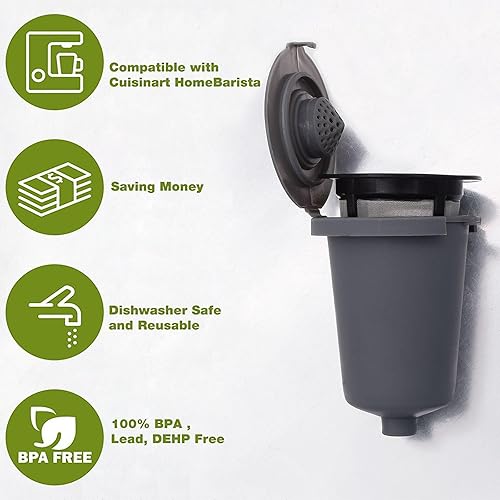 Miniatura 2 de Paquete de 6 filtros de agua de carbón de repuesto para todas las cafeteras Cuisinart y filtros de café reutilizables compatibles con café Cuisinart