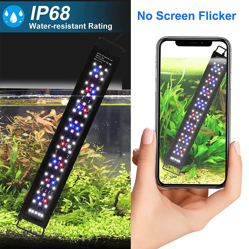 LANTUS Illuminazione LED Acquario con Timer, Bianco + RGB Luce Acquario Impermeabile IP44, Lampada Acquario per Acqua Dolce, Lumen per 90-110cm Acquario [Classe di efficienza energetica A+++]