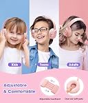 Kids Headphones Wireless 60H, Foldable On Ear Headset with MIC, Volume Limiter 85dB/94dB Wireless Headphones, Over-Ear Headphones for Kids Adults School Online Classes Travel, Pink