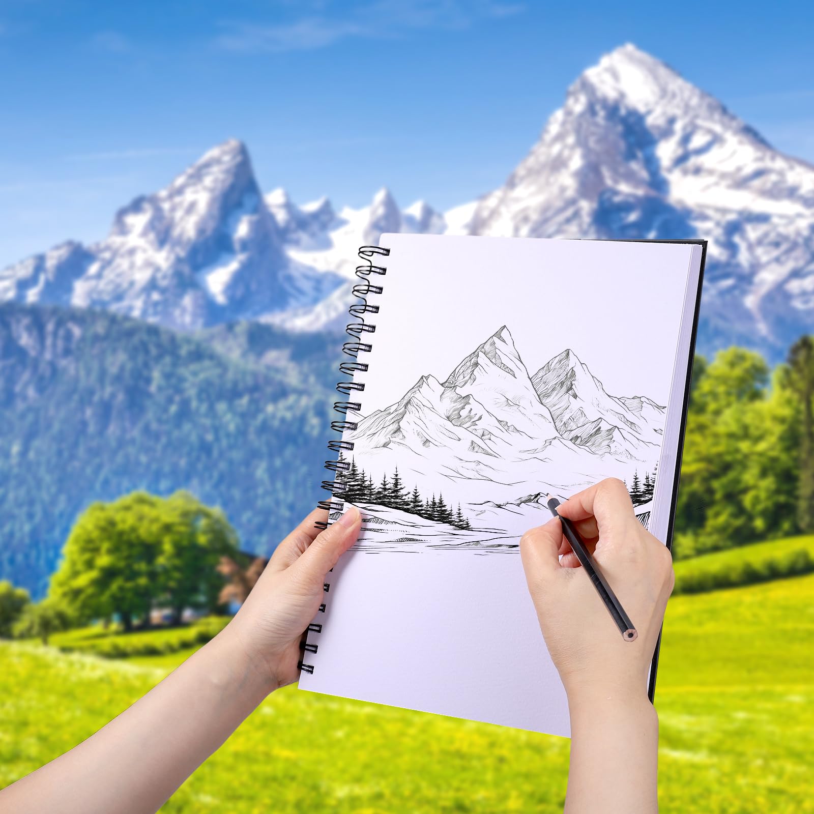 JIANTA Szkicownik A4, Twarda oprawa z papierem o grubości 200GSM, szkicownik spiralny A4 do rysowania i szkicowania, 40 arkuszy / 80 stron