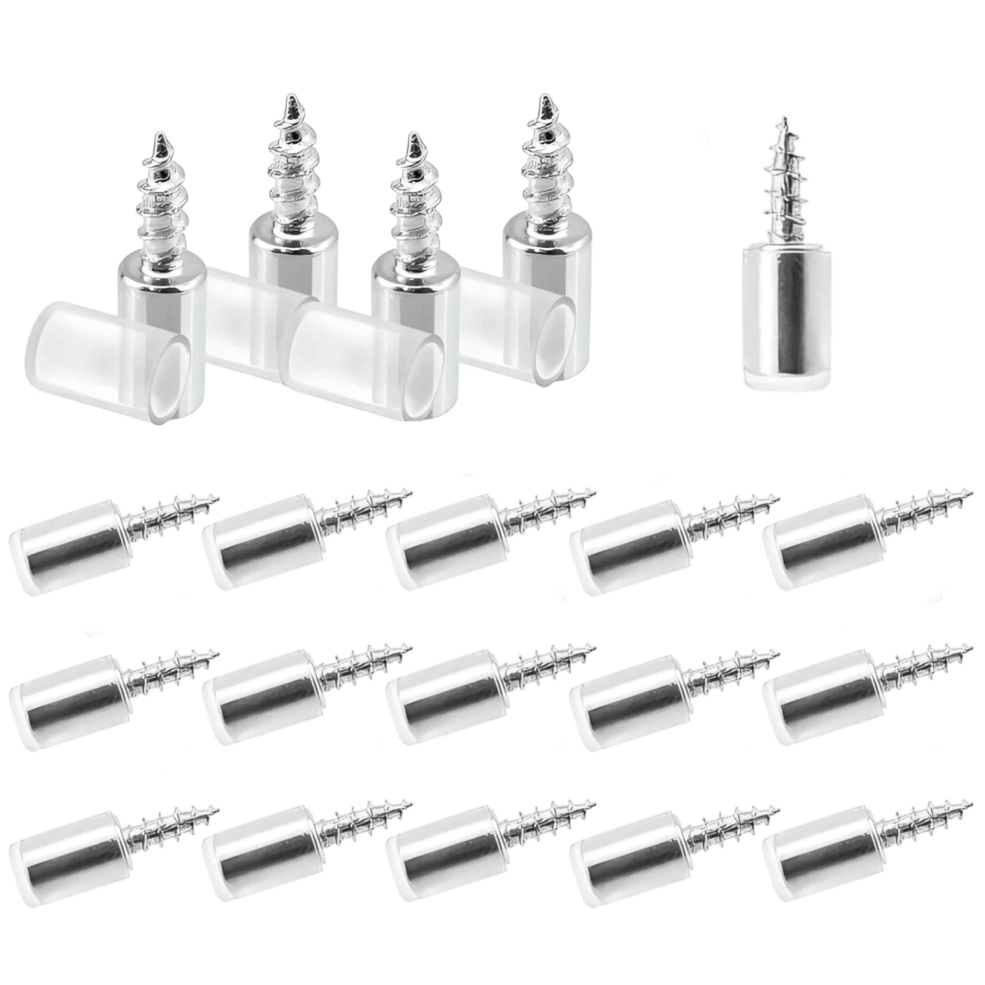 Elenviorina Silver 20Pcs Shelf Support Pegs, Metal Shelf Support Pins With Non Slip Sleeves, Cabinet Shelf Support For Wardrobe Kitchen Cupboards Bookcase Glass Shelf Supports