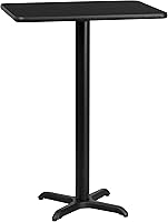 Vista 5 de Flash Furniture Stiles - Mesa rectangular laminada de nogal de 24 x 30 pulgadas con base de mesa de altura de barra de 22 x 22 pulgadas