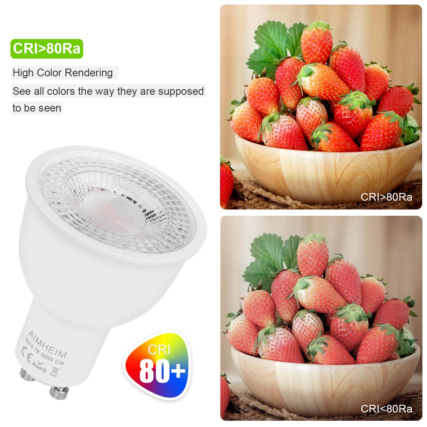 Lot De 6 Ampoules LED GU10 Dimmables AIMHEIM 5W 4000K Blanc Neutre - Remplace Halogène 50W