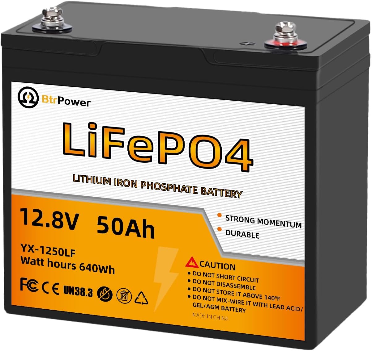 12V 50Ah LiFePO4 Lithium Trolling Motor Battery, 50A BMS, 10 Years Lifetime,5000+ Cycles Output Power 640W, Perfect for RV, Boat Marine Trolling Motor Camping