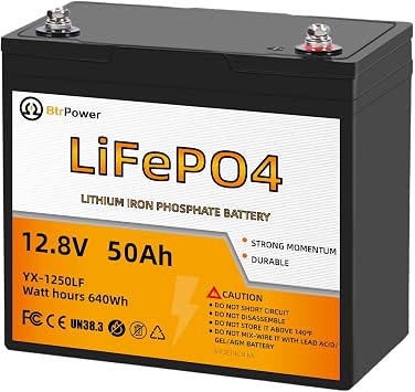 12 V 50A h LiFe PO4 Lithium Trolling Motor B-attery, 50A BMS