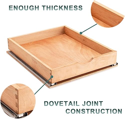 Vista 8 de Cajón extraíble totalmente montado, organizador de gabinete extraíble de madera, cajones extraíbles deslizantes de cierre suave para armarios