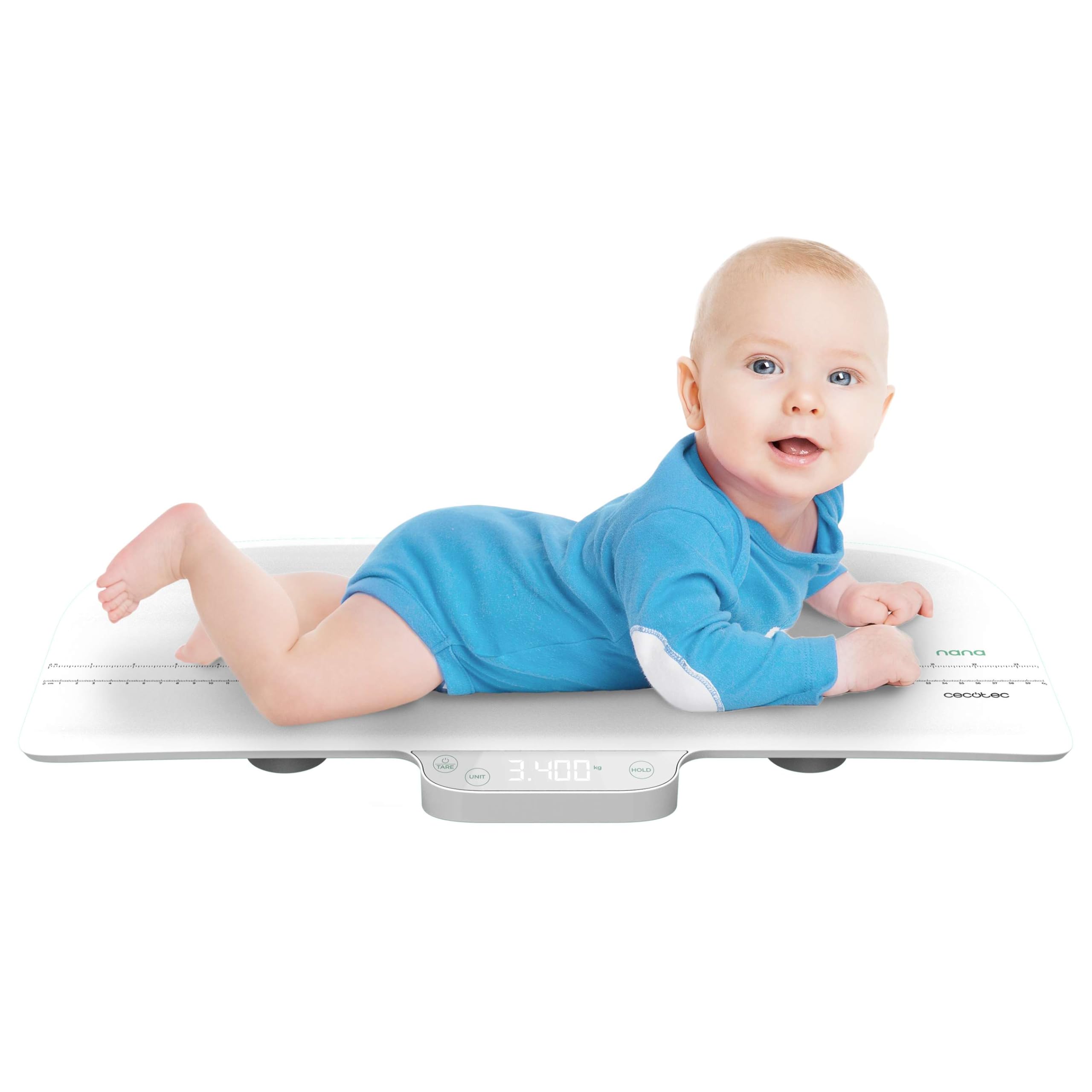 Cecotec Bilancia Digitale per Bambini Baby Nana Babycare Smartweight. Display a Led, Superficie di Supporto 60 x 25 cm, Capacità di Misura da 50 gr a 40 kg, Multifunzione, Spegnimento Automatico