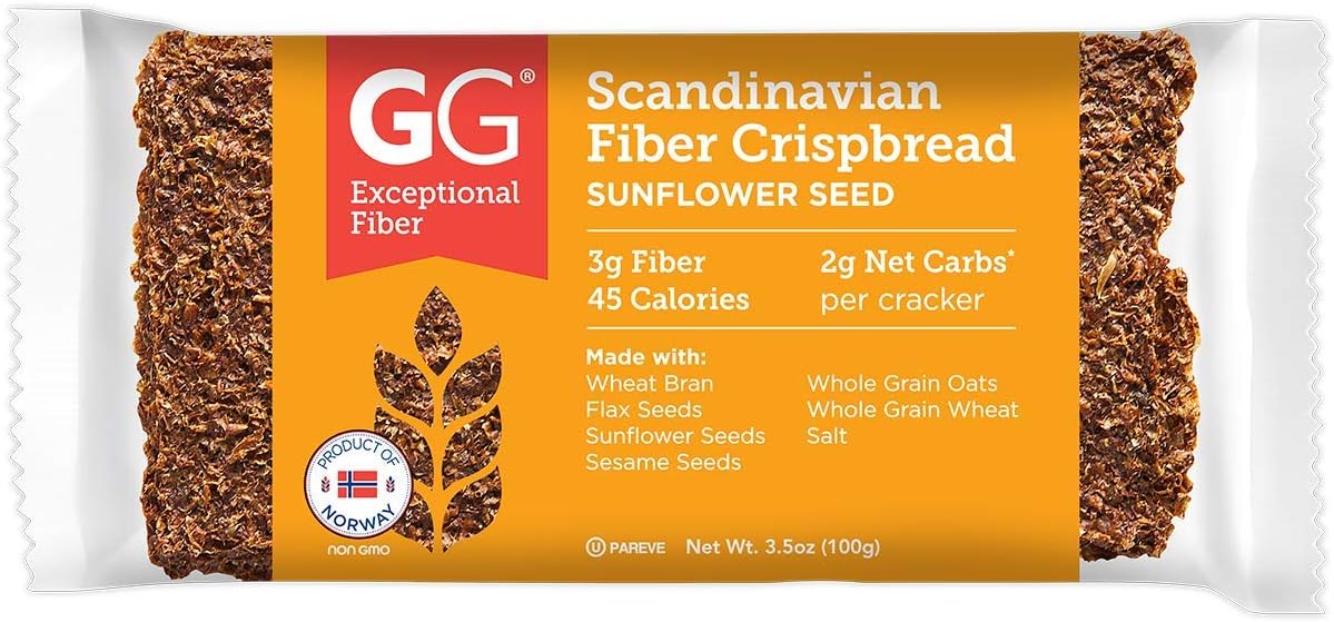 GG Scandinavian Fiber Crispbread, Sunflower Seed, 3.5 Oz (Pack of 15)