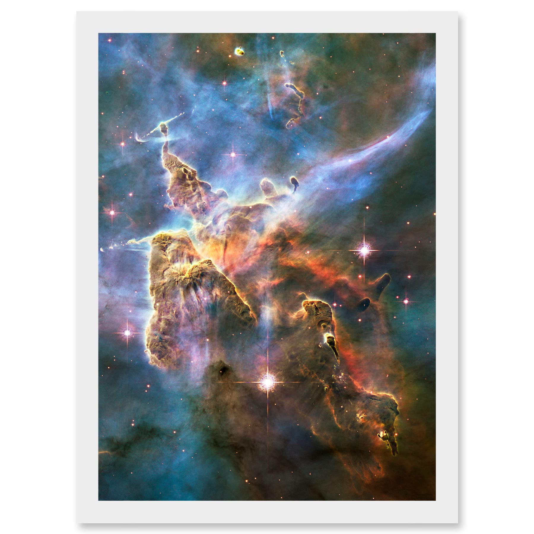 Hubble Space Telescope Landscape Carina Nebula Cosmos Framed A4 Wall Art Print