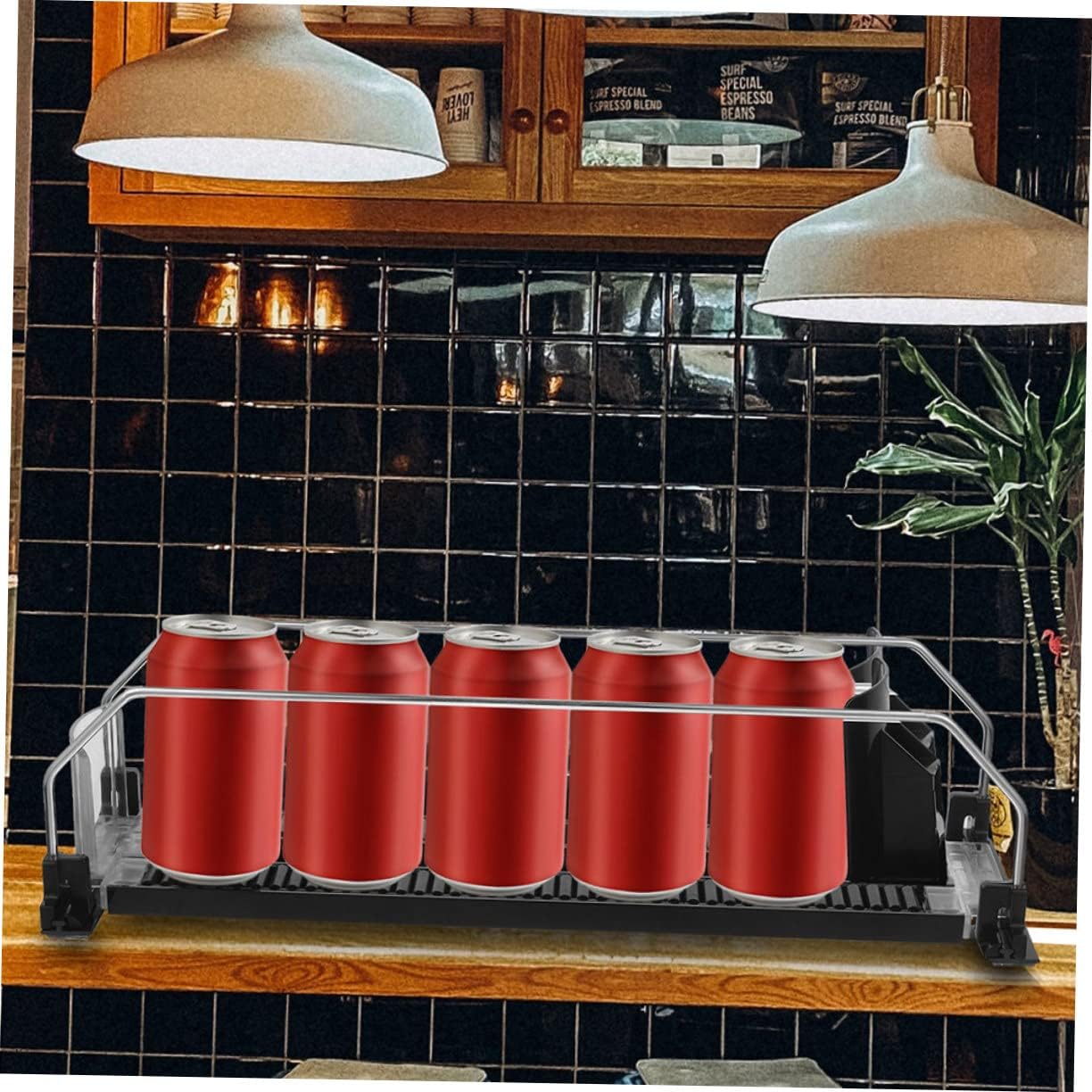 Levemolo 2pcs Automatic Beverage Pusher Organizer Plastic Drink Dispenser for Refrigerator Smooth Glide Can Organizer for Easy Access for Cold Drinks and Efficient Storage