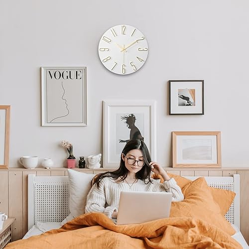 Miniatura 5 de fapugh Reloj de pared de 12 pulgadas silencioso sin tictac, reloj de decoración de estilo moderno preciso para el hogar, oficina, escuela, cocina,