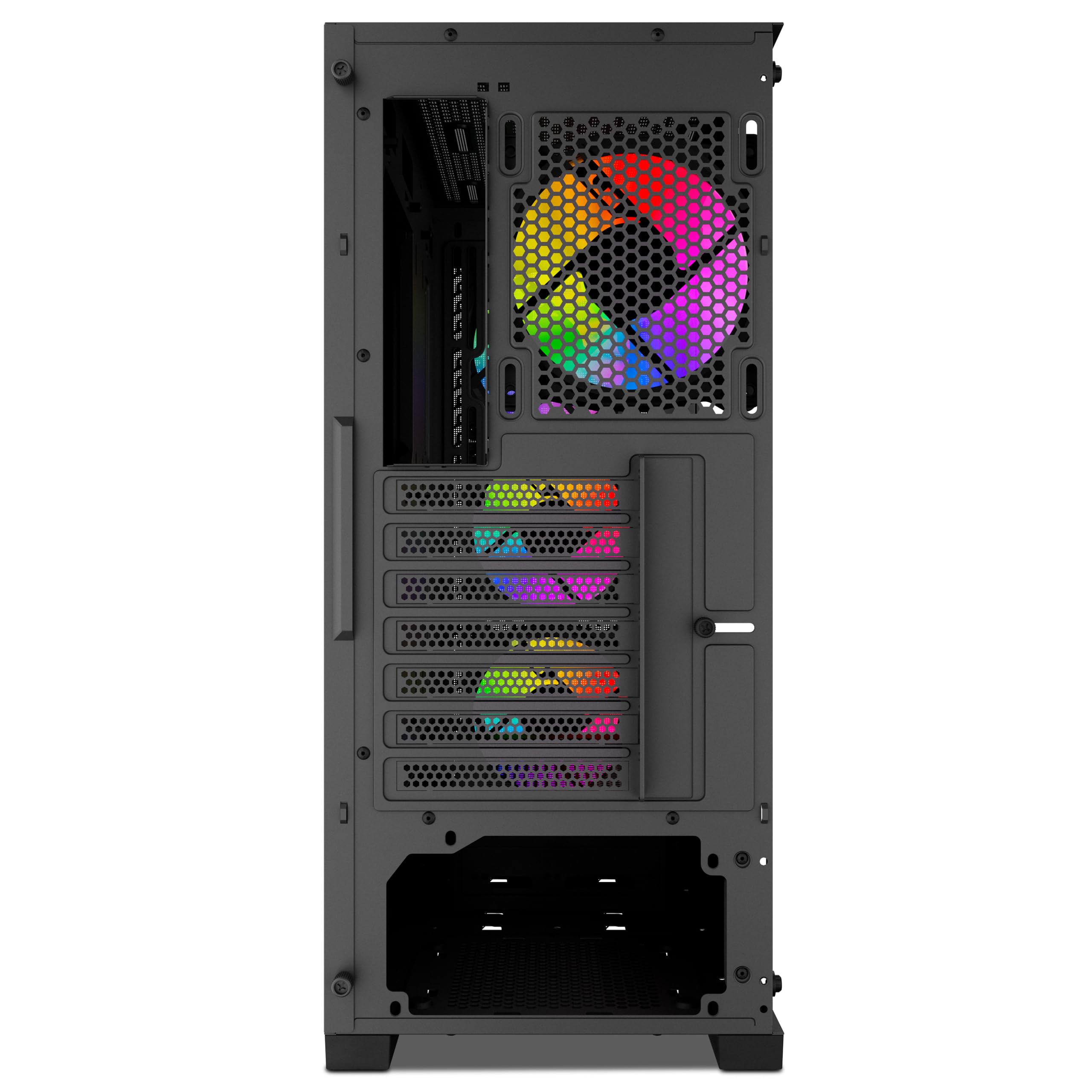 Caja PC Gaming ATX Yeyian Vault – Torre ATX, Panel Cristal Templado, 4 Ventiladores Incluidos, Soporte GPU 320 mm y Radiador 360 mm – Negro