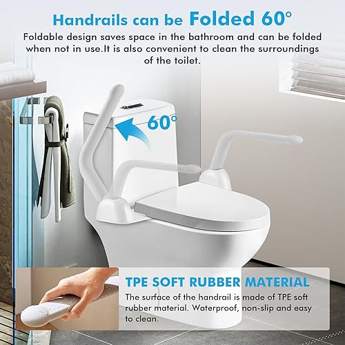 Miniatura 3 de YUCHENGTECH Rieles de seguridad para inodoro para ancianos (520 libras) Rieles de marco de seguridad para inodoro con asas para reposabrazos,
