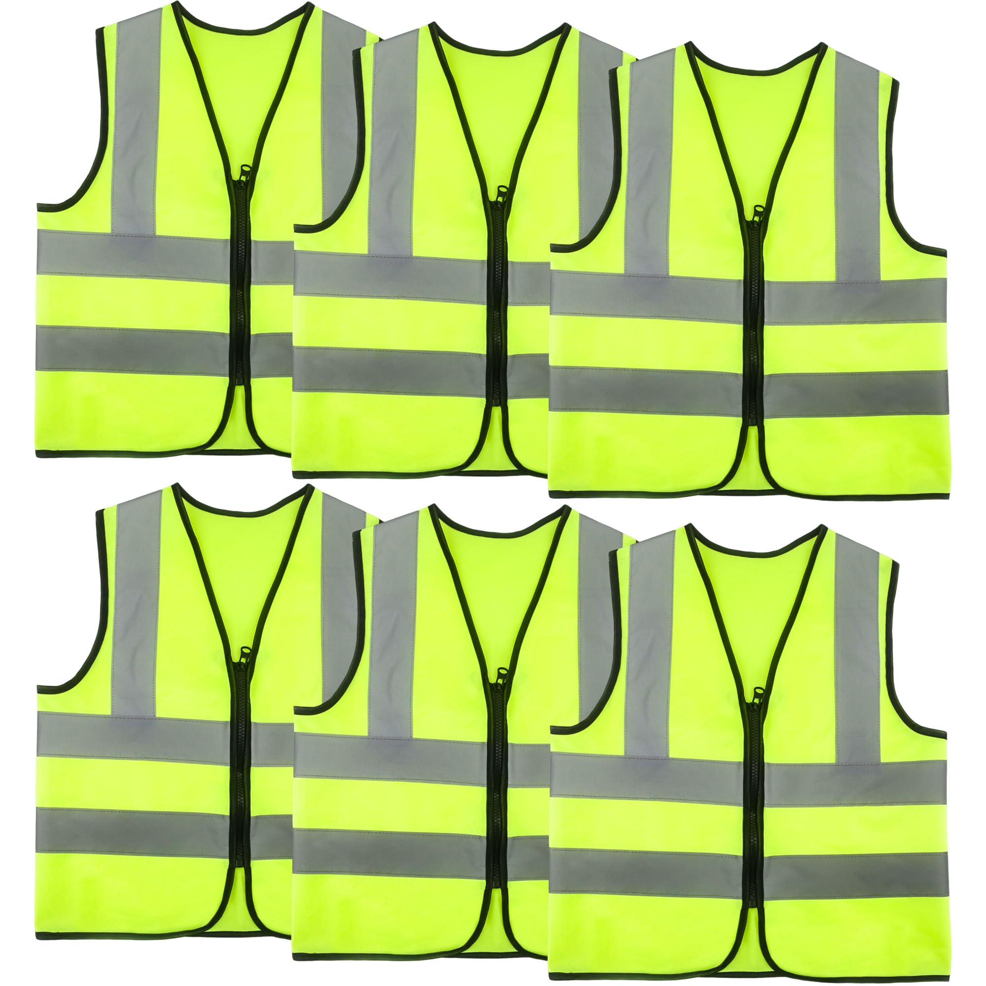 6 Pack Kids Hi Vis Vests Child Hi Vis Reflective Vest Bulk Children High Visibility Safety Vest with Reflective Strips for Girls Boys Outdoor Traffic Activities (M