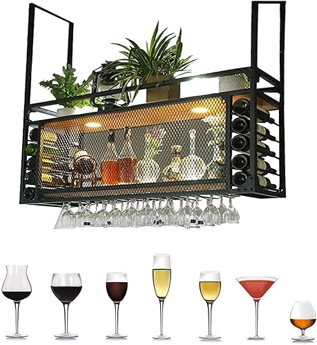 Soporte para copas de vino soporte para botellas de vino montado en la pared estantes colgantes para copas de vino soporte colgante de 2 capas