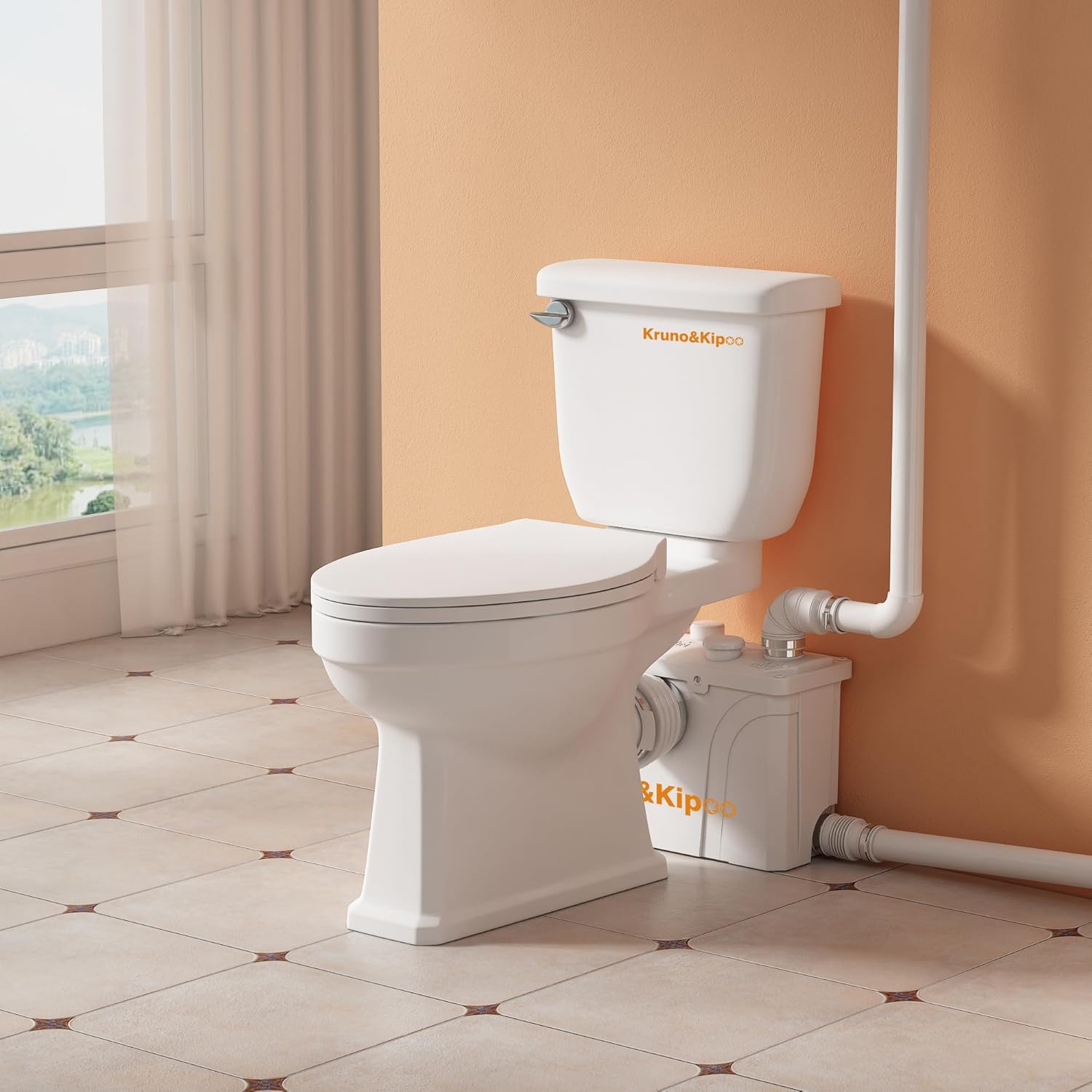 Macerator Pump for Basement Waste Water Disposal Lifting Up, Sewage Pump with 4 Inlets for Toilet, Sink, Laundry, Shower, Upflush to 30ft/11 m, 2960 GPH, Macerating Toilet Pump, 700 watt