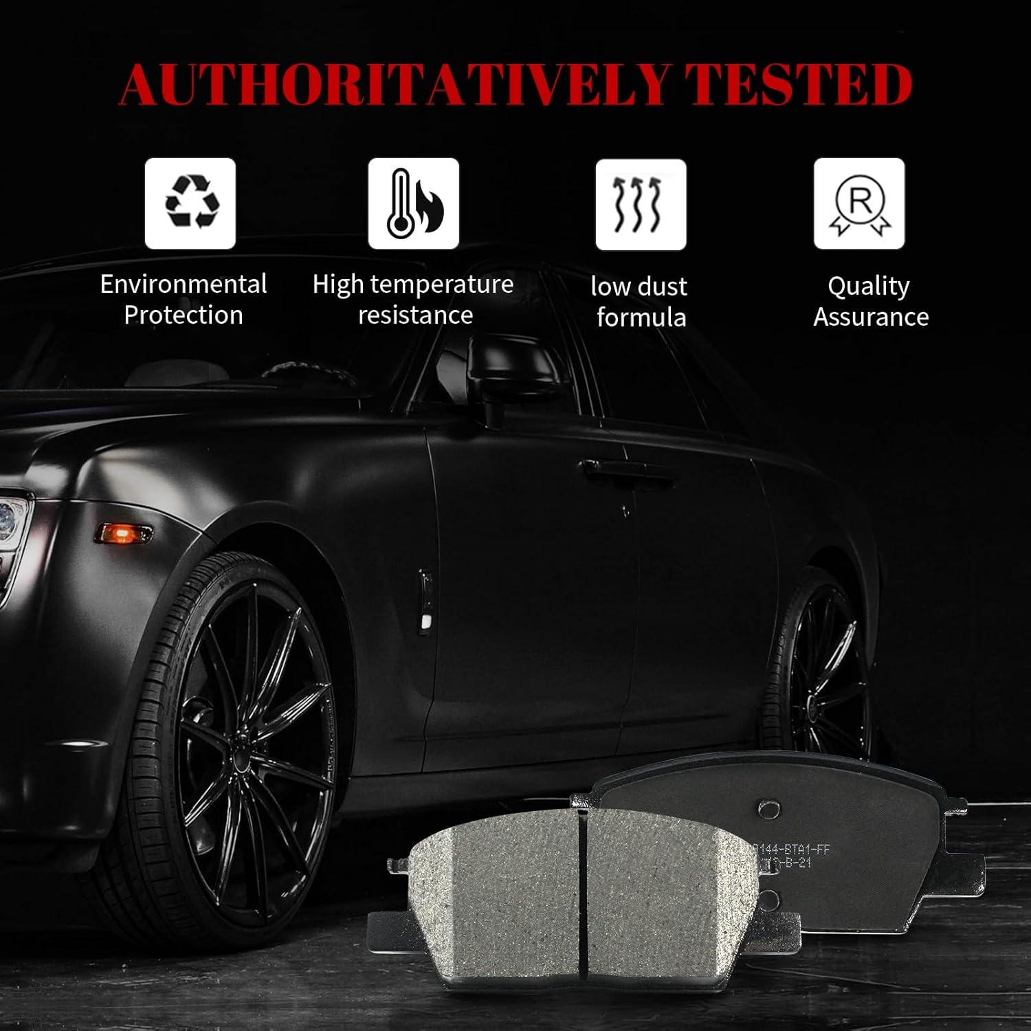 Ceramic Disc Brake Pads Set Front and Rear Replacement for Chevry Malibu 2016 2017 2018 2019 2020 With Manual Parking Brake