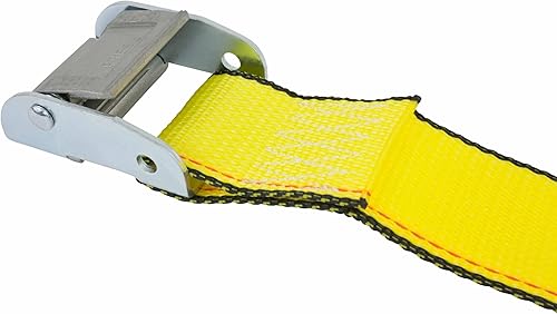 Miniatura 2 de Mytee Products Correas de hebilla de leva E Track de 2 pulgadas x 12 pies con resorte E-Fittings, 2500 libras - Correas amarillas resistentes para