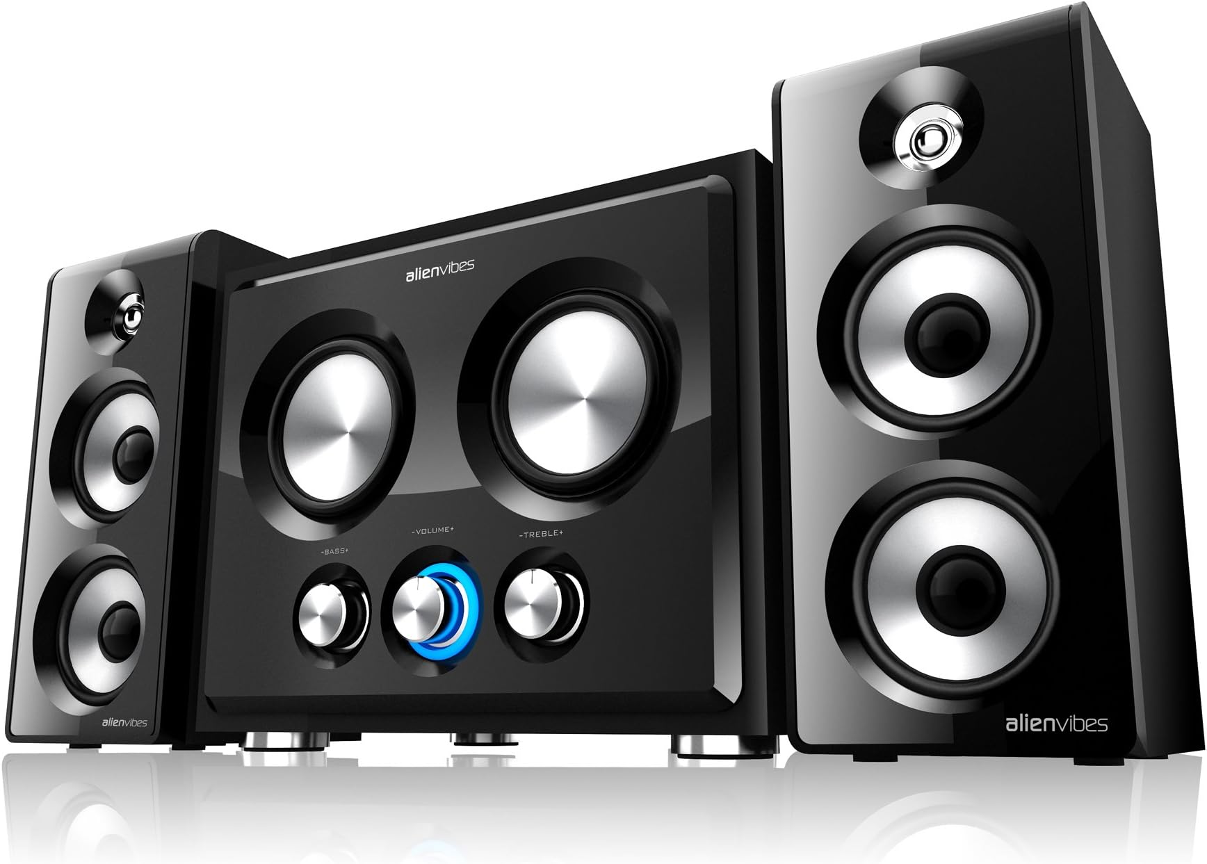 Alienvibes 110W 2.2 Channel Subwoofer PC Speaker System, Black (W401)