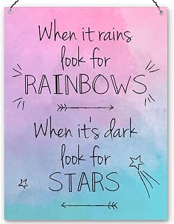 Dorothy Spring When It Rains Look For Rainbows Inspirational Quote Friendship Gift Wall Sign for Friend