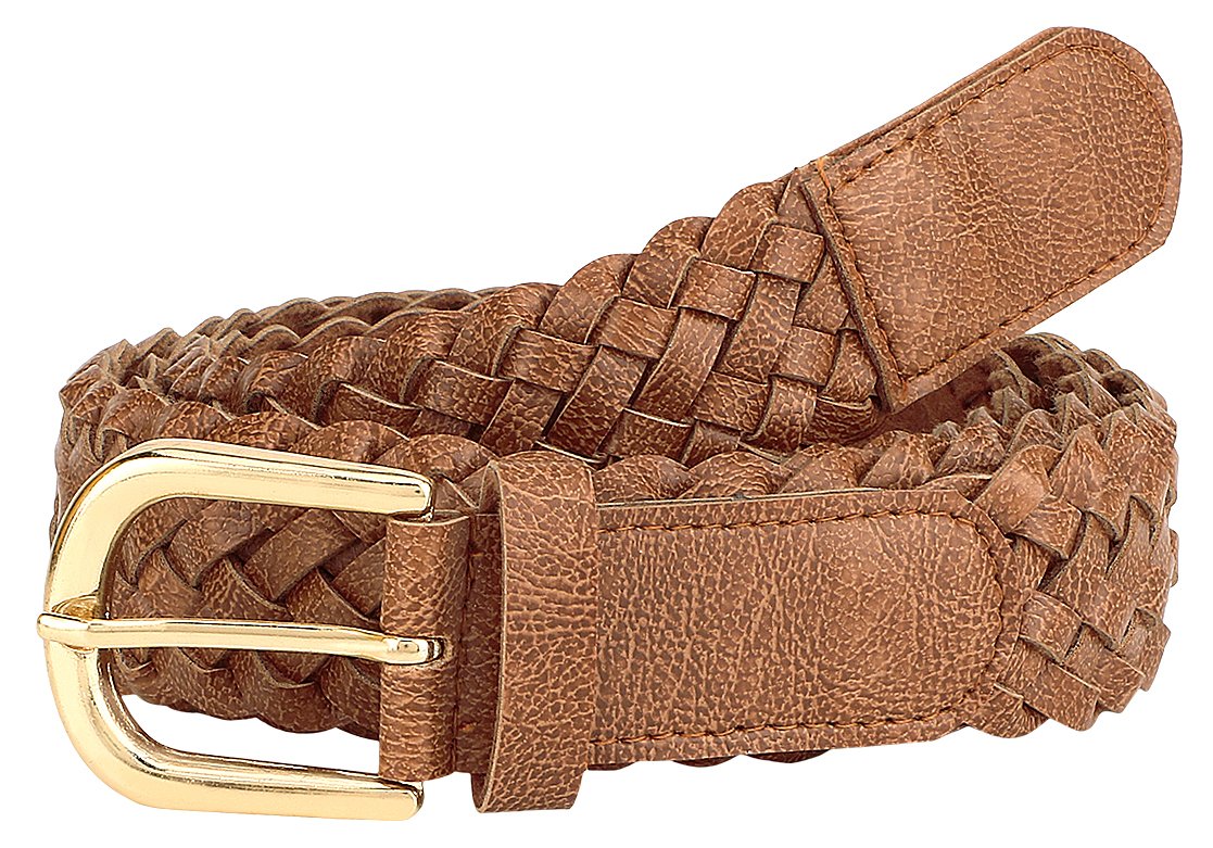 jainsons Women's Artificial Leather Casual Braided Belt (Brown, 36)-picture-5