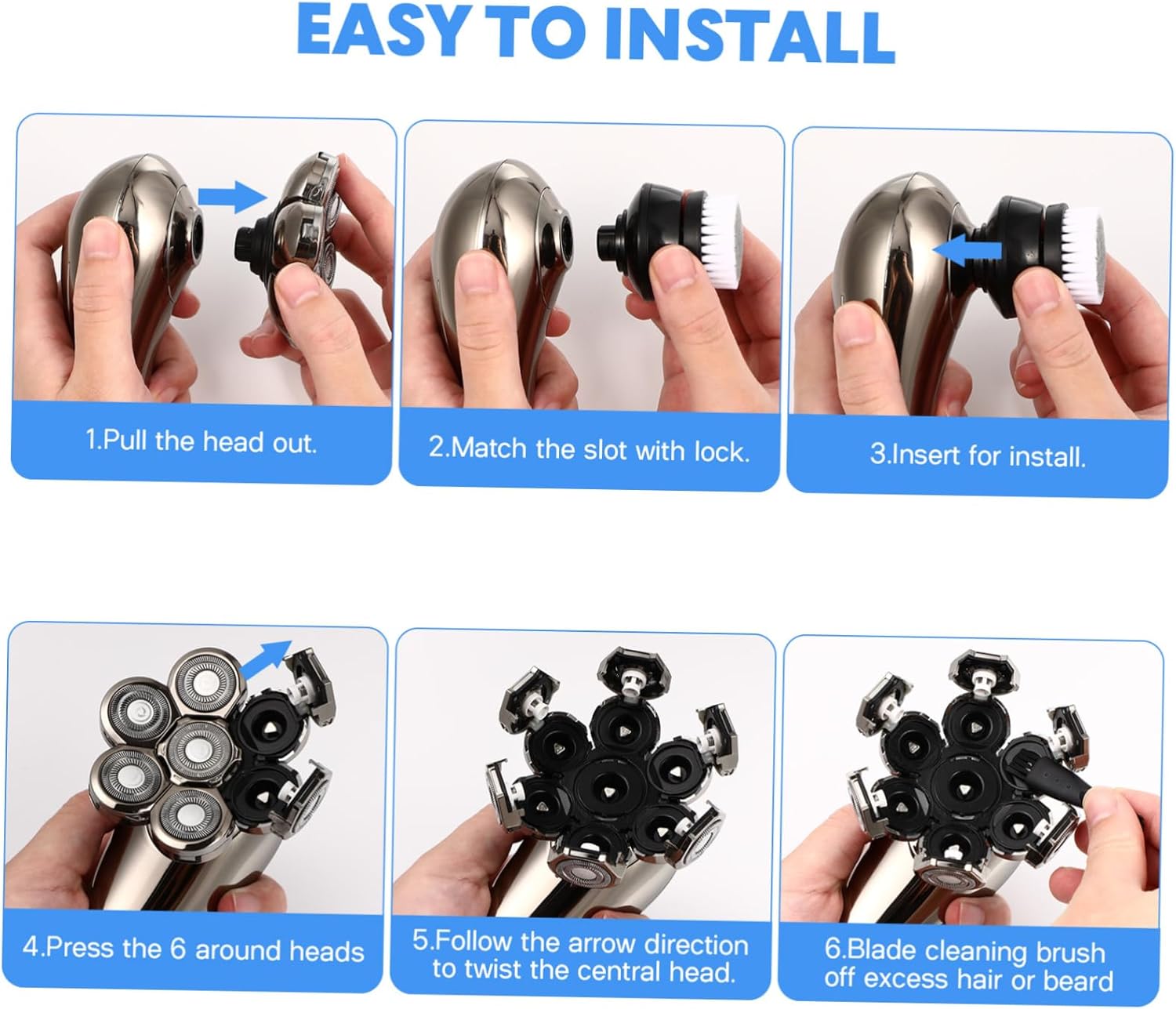 Healeved Men Electric Shaver Floating Heads Beard Trimmer Nose Hair Trimmer Facial Cleaning Machine