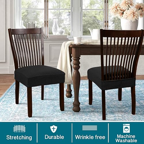 Miniatura 2 de Turquoize Fundas de asiento de silla de jacquard elástico, fundas de asiento para sillas de comedor, fundas de asiento extraíbles y lavables, fundas