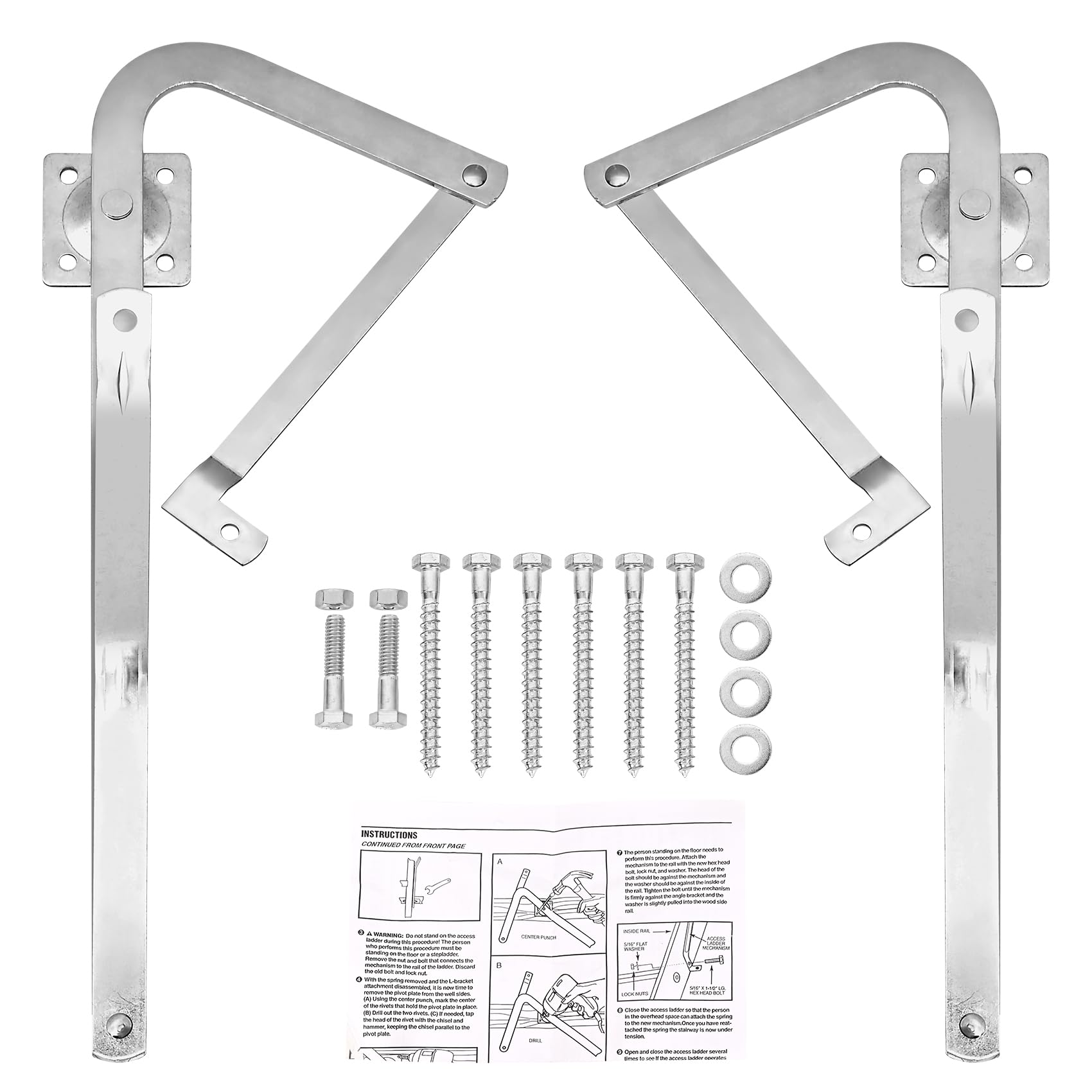 AOIZGMY Attic Ladder Hinge Arms with Springs Heavy Duty Galvanized Steel Kit Compatible with Mk5 WU2210 W2208 W2210 After 2010 Easy Install 1 Set in the Ladder & Scaffolding Accessories department at