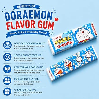 Konbini Japan - Lotte Assorted Japanese Chewing Bubble Gum Variety Pack - Black, Blue Berry, Cool Mint, Juicy Fresh (Pack of 4)