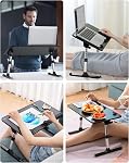 SAIJI Hauteur & Support pour ordinateur portable réglable à angle pour lit, Table de rangement pour ordinateur de bureau, Table portable pliable léger pour canapé-fauteuil Bureau pour adultes, enfants (noir)