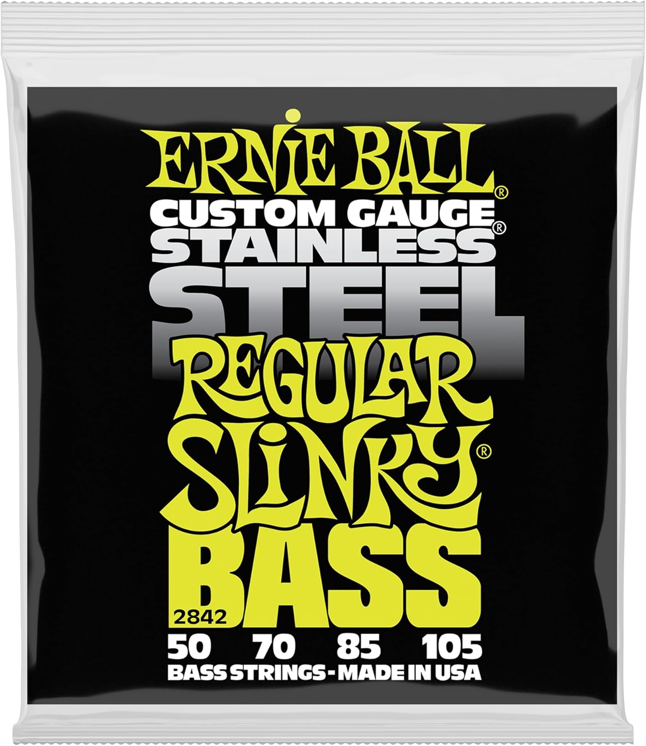 Ernie Ball Hybrid Slinky Stainless Steel Bass Guitar Strings, 45-105 Gauge (P02843)