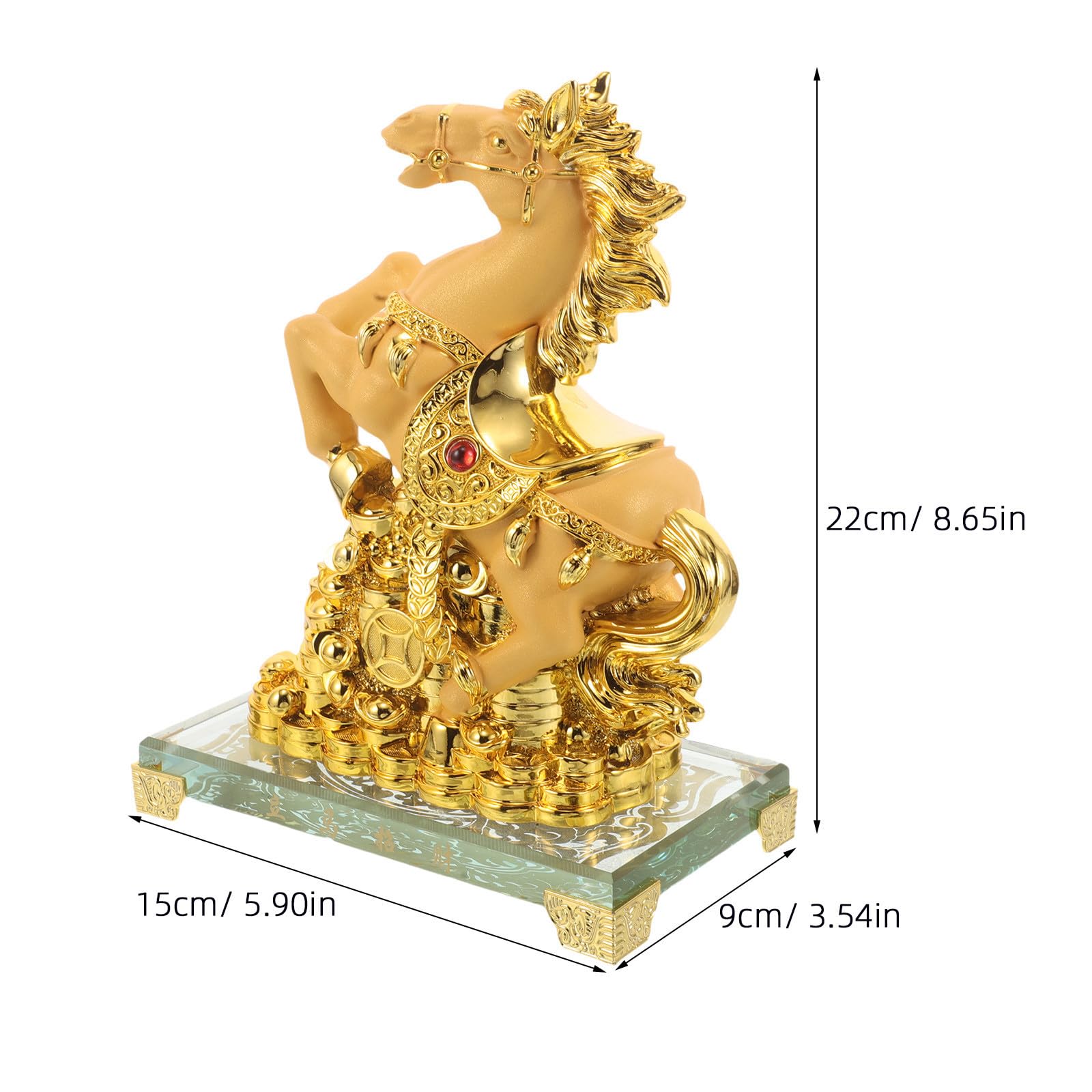 Generisch Pferdeskulptur aus Kunstharz Rote Kleiner Segensfigur 22X15X9cm für Bürodekoration zum Chinesischen Neujahr 2026 Feng Shui Reichtumsstatue