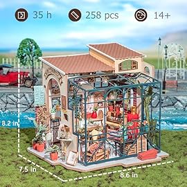 ROBOTIME DIY Dollhouse Kit Mini House with Furnitures Accessories 1:24 Scale Craft Kit - Emily\'s Flower Shop