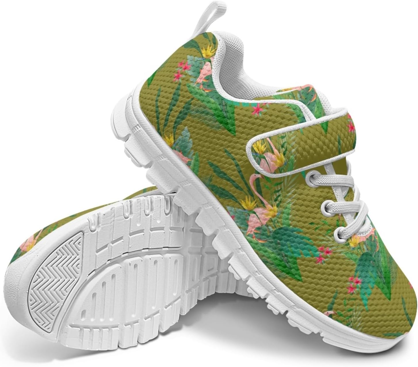 Boho Flamingo Girls Slip On Sneakers with Hook and Loops Flexible Breathable Sneakers for Kids Girls Reduce Pressure On The Foot Running Shoes Kids Stitch Fashionable Indoor Soccer Shoes - Image 4