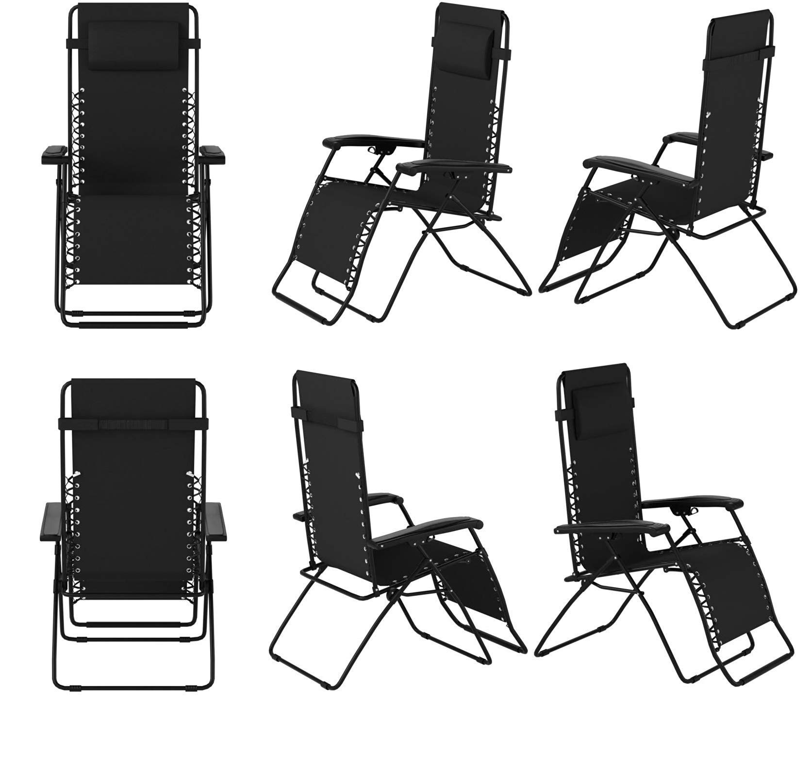 STAR WORK Zero Gravity Rest Patio Resin Recliner Folding Lounge Chair with Removable Pillow (Multicolor) - Image 9 thumbnail