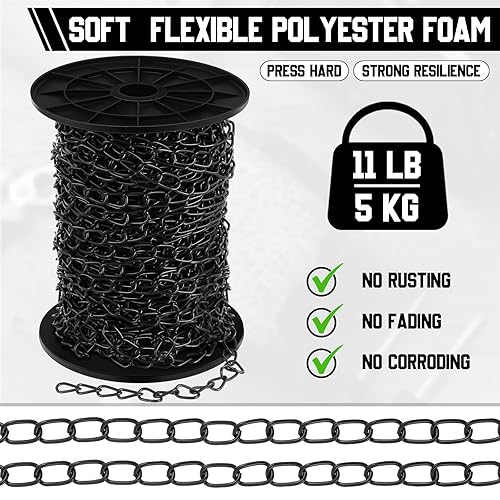 Miniatura 3 de Yaocom Cadena Jack de Acero Galvanizado de 100 pies, Carrete de Cadena Metálica Negra para Luminarias, Comederos para Pájaros, Luces Aéreas, Obras