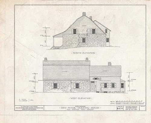 Historic Pictoric  Blueprint HABS NJ,2-TAPO,1- (Sheet 5 of 9) - Dewerk Peter Herring House, 166 Pearl River Road, Old Tappan, Bergen County, NJ 30in