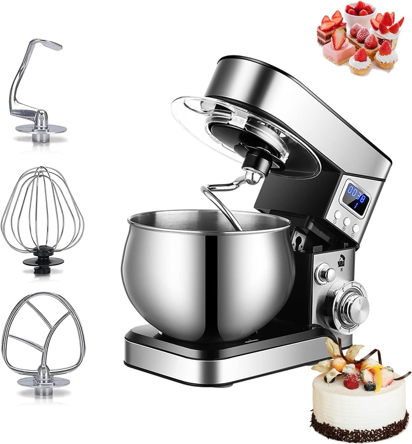 1000W Stand Mixer - 6-Speed Tilt-Head Electric Kitchen Mixer with Dough Hook, Whisk, and Stirrer for Baking, Cooking, and Food Preparation - Powerful and Versatile Kitchen Appliance